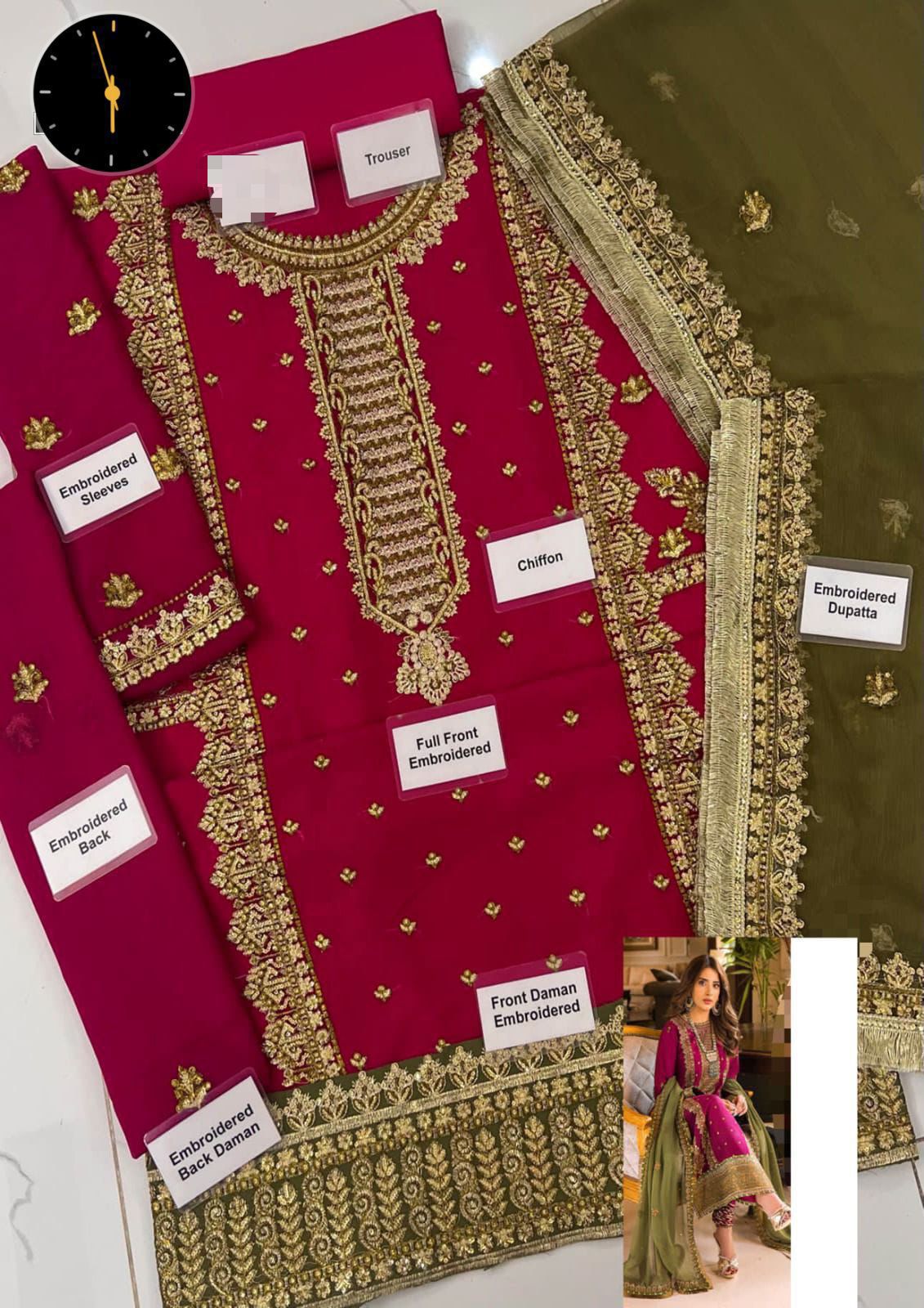 ASIM JOFA MAAHRU & NOORIE CHIFFON 4 PC SC 1022