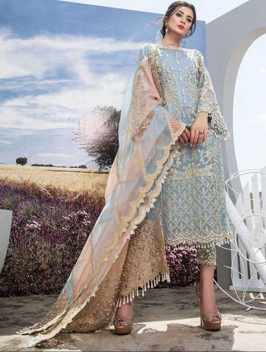 EMBROIDERED 3PC SILK DRESS WITH CHIFFON EMBROIDERED DUPATTA Unstitched