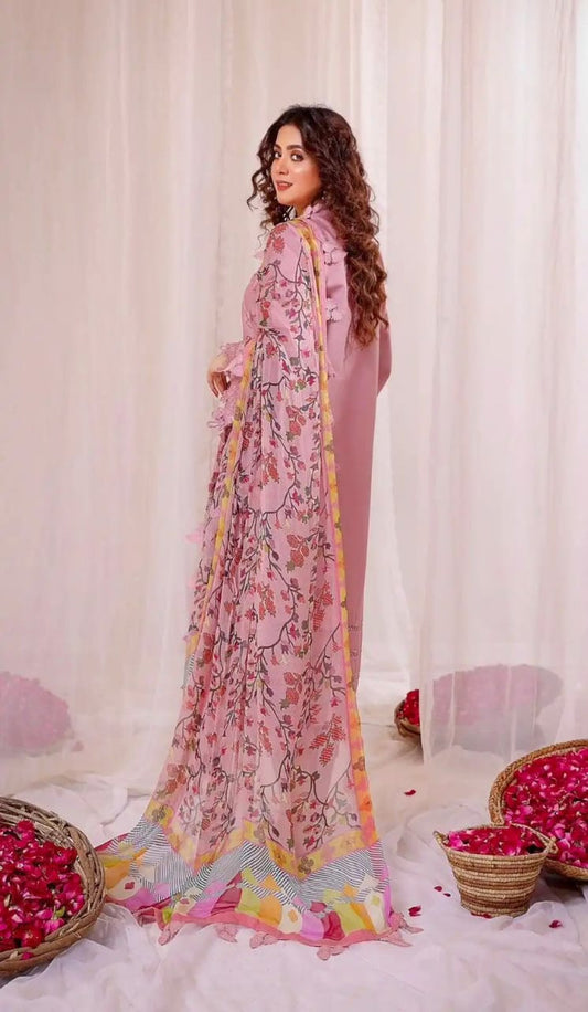 RUHZAAR dhanak embroidered unstitced 3pc✓