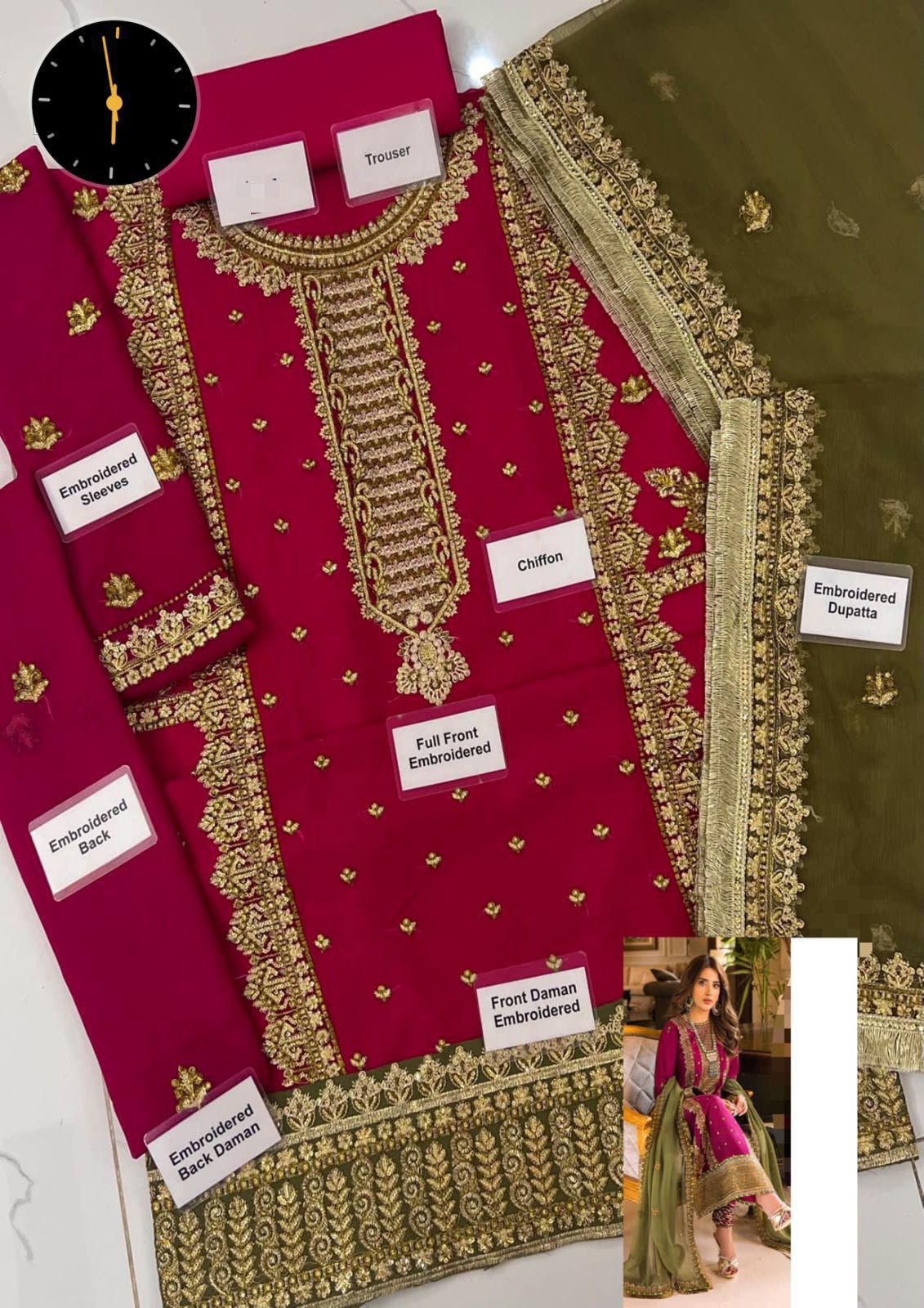 ASIM JOFA MAAHRU & NOORIE CHIFFON 4 PC SC 1022