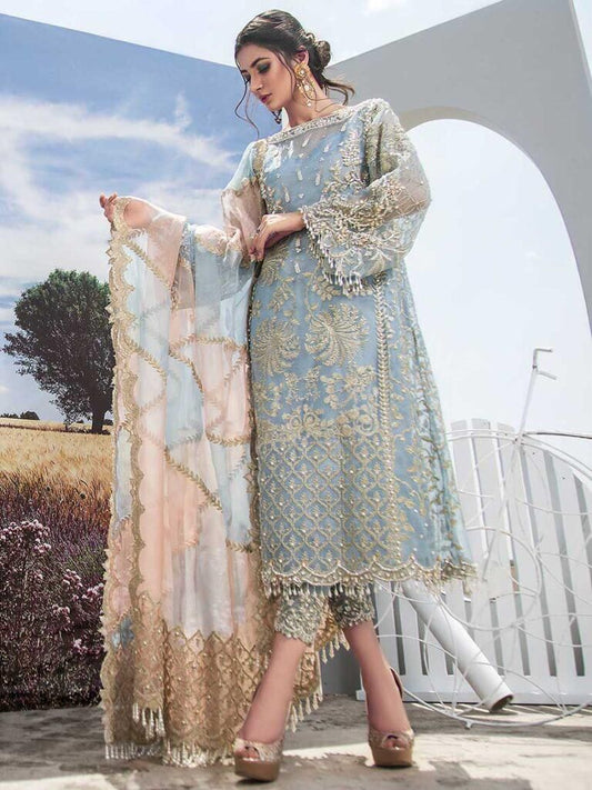 EMBROIDERED 3PC SILK DRESS WITH CHIFFON EMBROIDERED DUPATTA IR5001