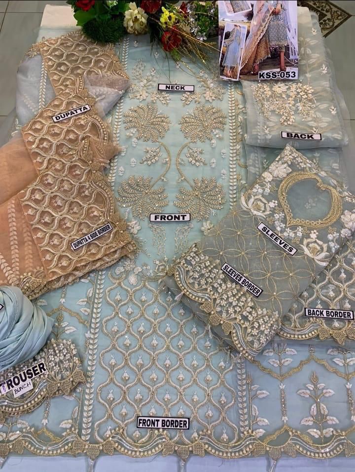 EMBROIDERED 3PC SILK DRESS WITH CHIFFON EMBROIDERED DUPATTA IR5001