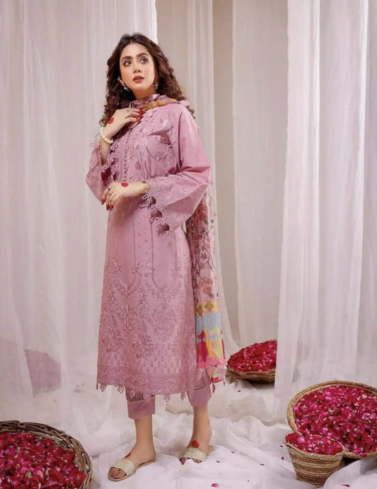 RUHZAAR dhanak embroidered unstitced 3pc✓