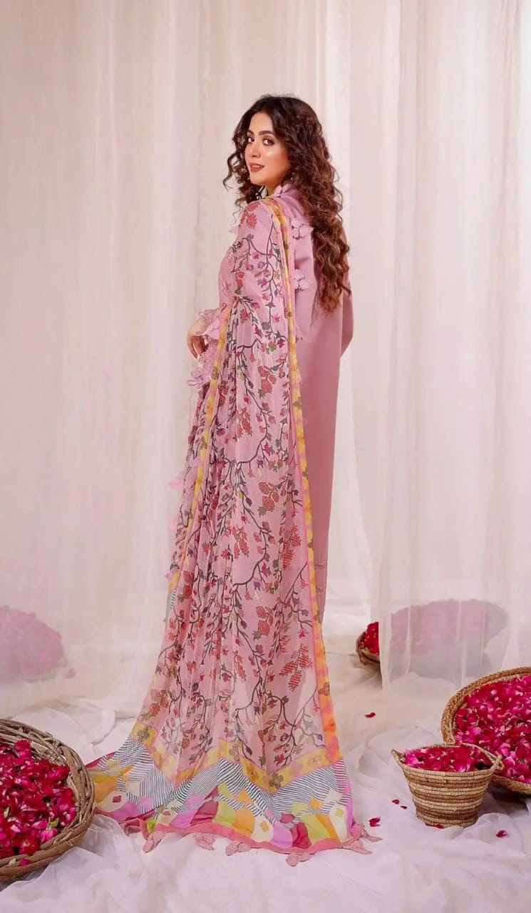 RUHZAAR dhanak embroidered unstitced 3pc✓