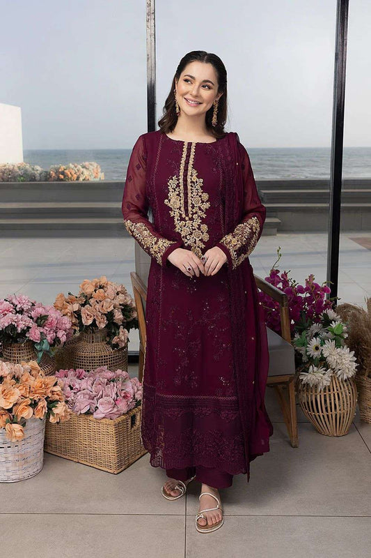 RUHZAAR chiffon embroidered luxury unstitched 3pc✓