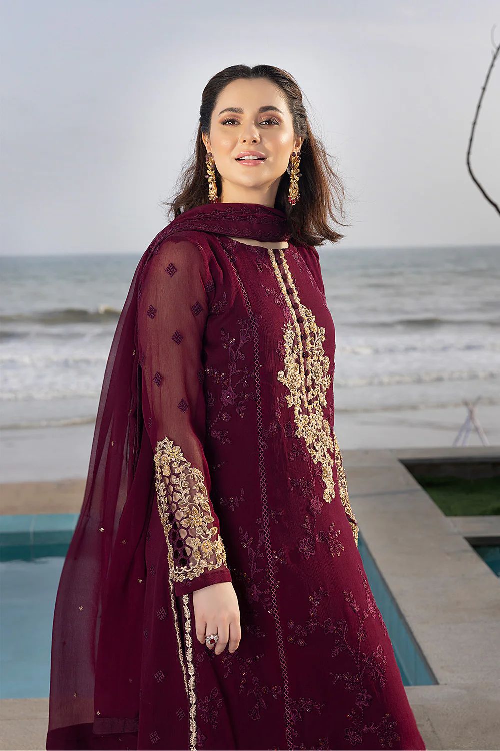 RUHZAAR chiffon embroidered luxury unstiched 3pc✓